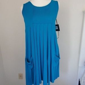 Ellen Tracy Turquoise Sleeveless A-Line Dress NWT